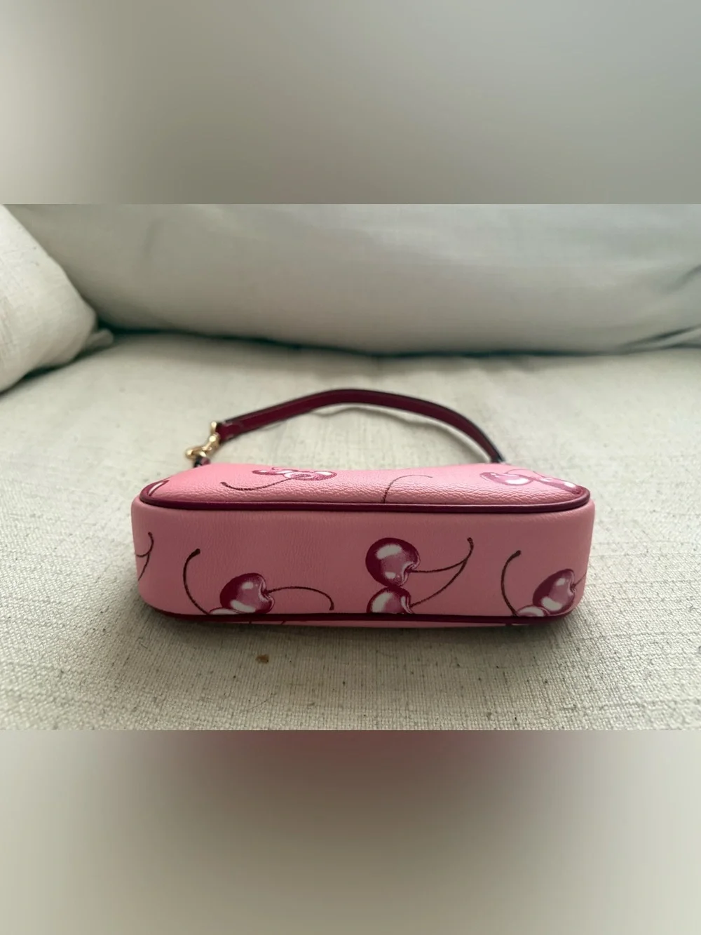 Coach Pink Cherry Shoulder Wristlet with Matching Card Case